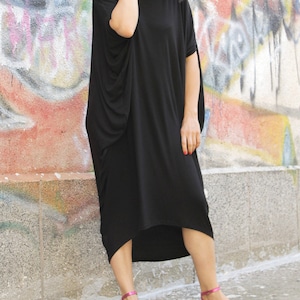 Dress, Loose dress, Maxi dress, Black extravagant asymmetric dress, Plus size tunic, Over size dress by UrbanMood - CO-RAYA-VL