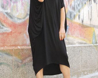 Dress, Loose dress, Maxi dress, Black extravagant asymmetric dress, Plus size tunic, Over size dress by UrbanMood - CO-RAYA-VL