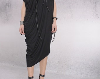 Party dress,Black Dress, Asymmetric dress, Cocktail dress, Black Midi Dress, Casual Dress, Loose Dress, Maxi Dress, UrbanMood - FP-AVRA-VL