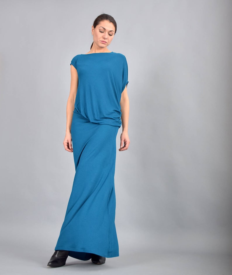 Asymmetric dress Blue Long Dress UrbanMood UM235VL Summer Dress Dress Woman dress Short sleeved,Party dress Maxi Dress