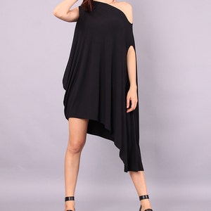 Tunic, Asymmetrical tunic, plus size oversized top, black tunic top by UrbanMood - CO-NENA-VL