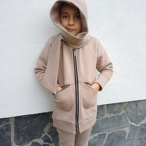 Beige kindersweatshirt met capuchon, KD804CF