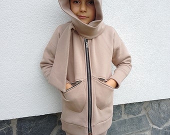 Beige kindersweatshirt met capuchon, KD804CF