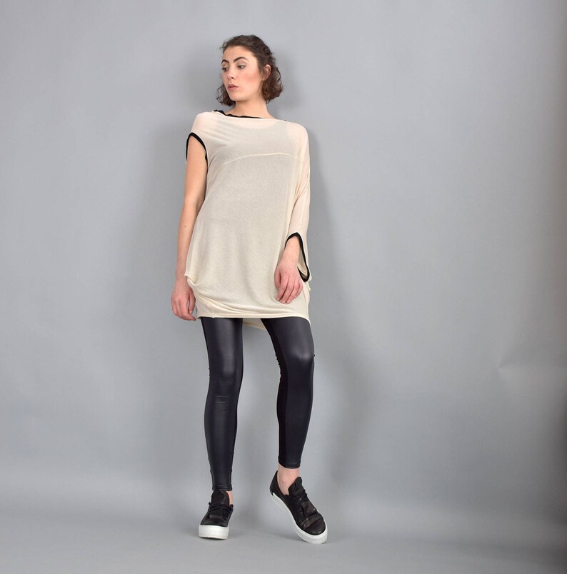 Maxi top,sheer knit top,long top,knit tunic,beige tunic,maxi tunic,plus size tunic,plus size top irregular top,mixed color top UM237PT