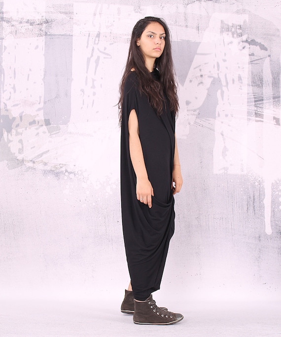 Black Loose Maxi Dress With Very Short Sleeves, Plus Size Dress, Oversized  Tunic Dress, Long Tunic Dress, - UM-028-VL - Etsy