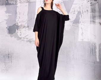Maxi Dress, Black Maxi Dress, Long Sleeve Dress, Summer Dress, Long Dress, Plus Size Dress, Plus size maxi dress, Oversize dress, Um-193-VL