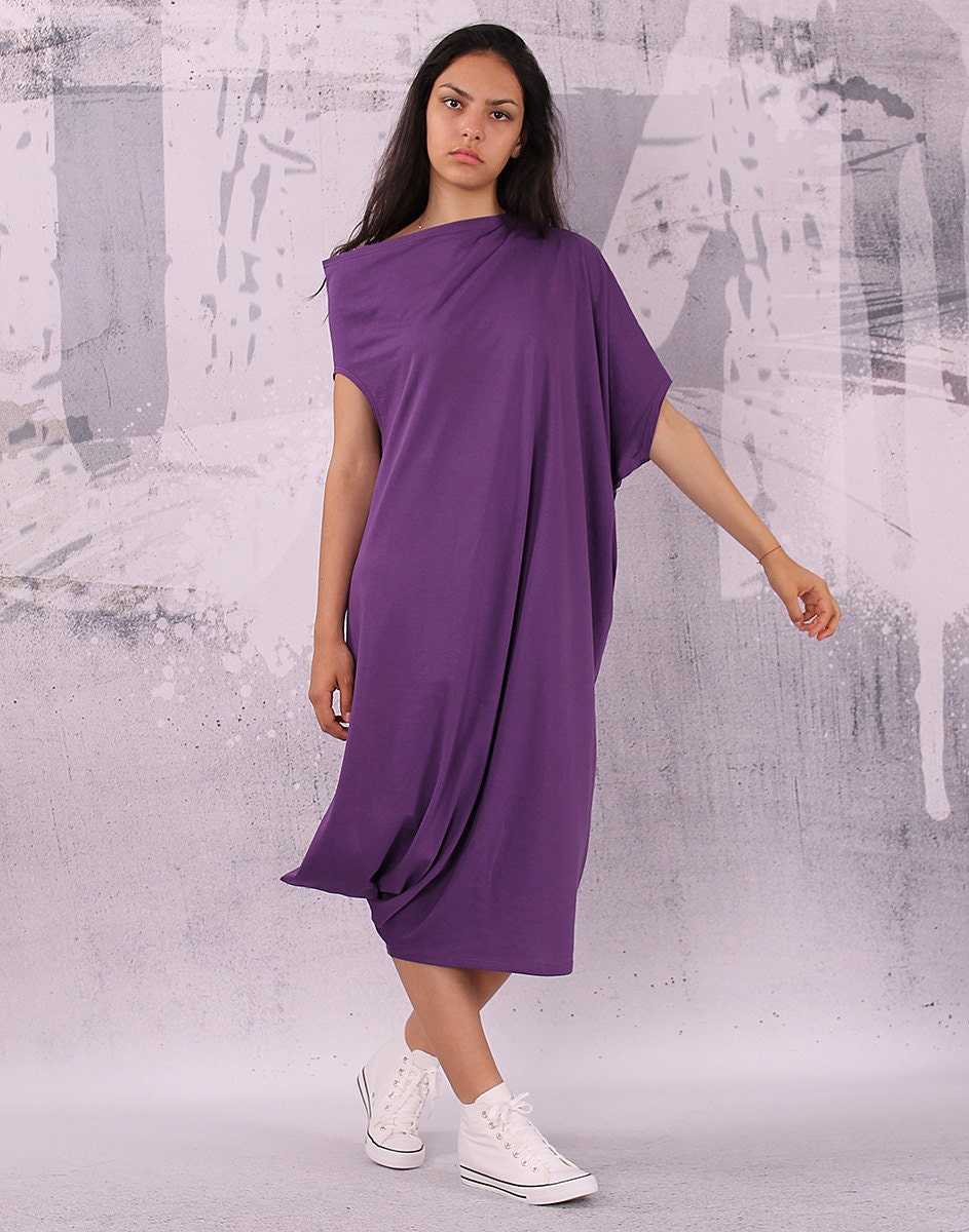 chinese dress ladies Abstract purple dress with loose fit – GUNTINA main image 1