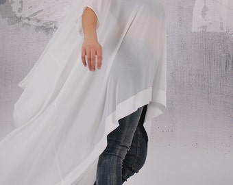 Tunic, Ivory extravagant loose long asymmetrical tunic, plus size tunic, oversized maxi top, loose top - FP-KIRA2-CH