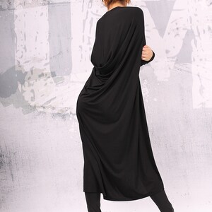 Black extravagant asymmetrical loose tunic dress, plus size tunic, over sized dress, long sleeved dress, UM-CL007-VL image 6