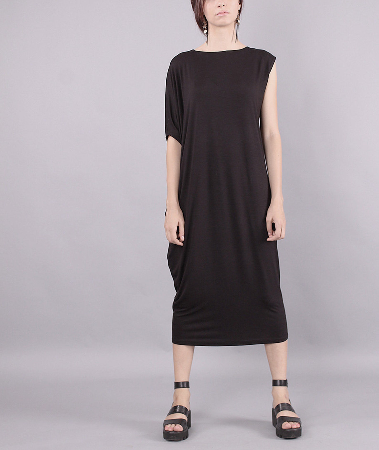 Long Loose Black Dress Black Dress Ladies Dress Long Sleeve Casual Dresses  Long Sleeve