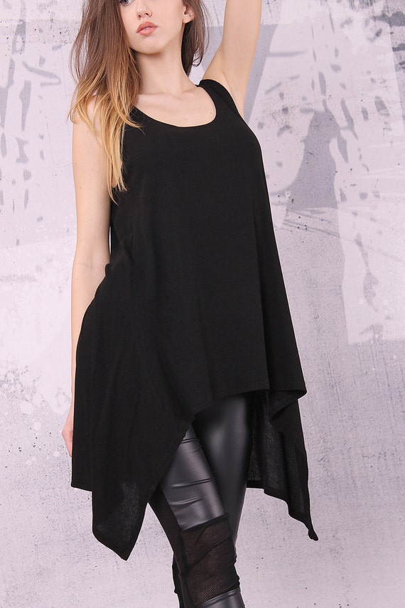 Overvloed kijken Tarief Asymmetrical Black Sleeveless Tunic Top Loose Tunic Tank Top - Etsy