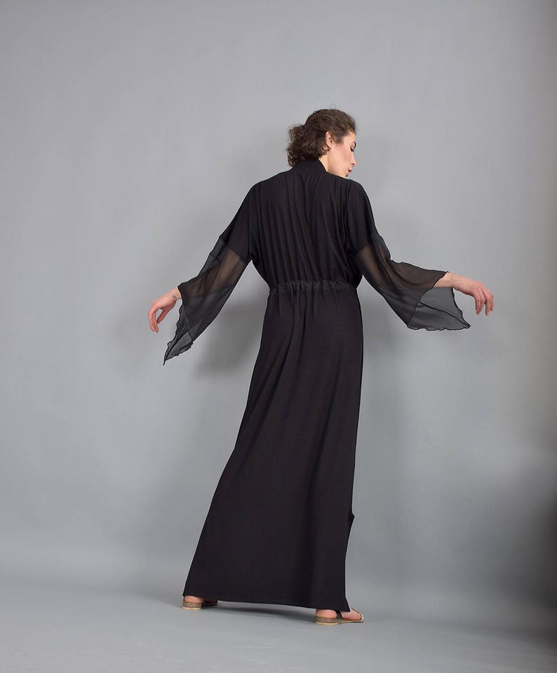 Woman dress, Black maxi dress, Kaftan dress, Caftan, Loose dress, Long dress, Long sleeves dress, Black dress, Plus size dress UM-221-VLCH image 5