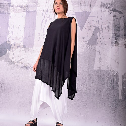 OVERSIZE Tunic/ Woman Tunic/ Loose Tunic/ Black Tunic/ Asymmetrical Tunic/ Plus Size Tunic/ Maxi Tunic/ Jersey Tunic/ Friends Fashion main image 0