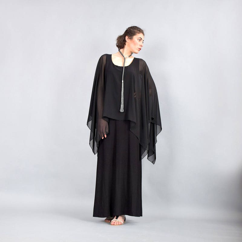 Women's Chiffon Cape Midi Dress