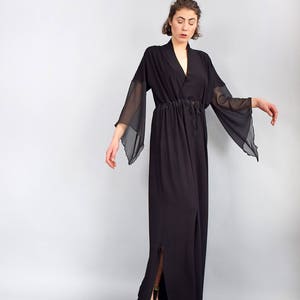 Woman dress, Black maxi dress, Kaftan dress, Caftan, Loose dress, Long dress, Long sleeves dress, Black dress, Plus size dress UM-221-VLCH image 1