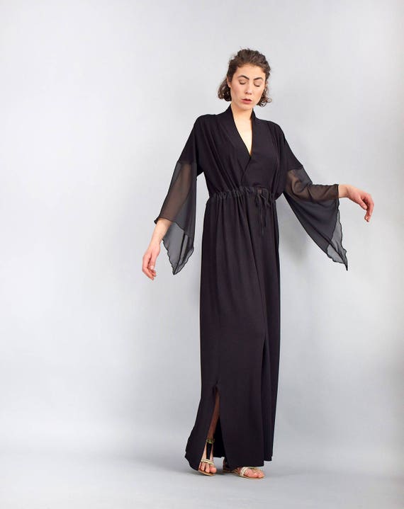Woman Dress, Black Maxi Dress, Kaftan Dress, Caftan, Loose Dress, Long Dress,  Long Sleeves Dress, Black Dress, Plus Size Dress - UM-221-VLCH - Etsy