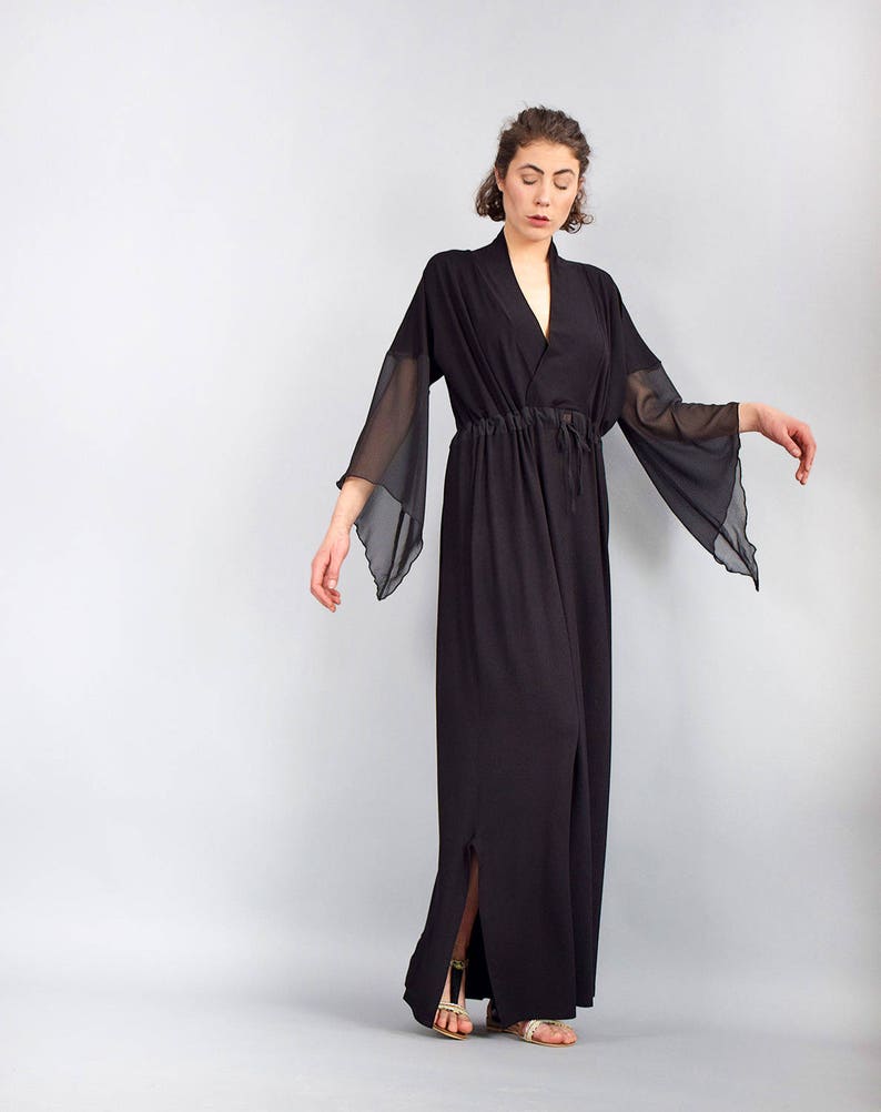Woman dress, Black maxi dress, Kaftan dress, Caftan, Loose dress, Long dress, Long sleeves dress, Black dress, Plus size dress UM-221-VLCH image 1