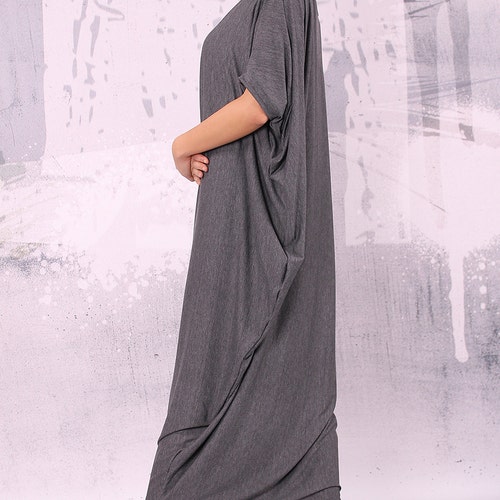 Graphite gray dress, extravagant long dress,loose dress, dresses for deals woman, maxi dress,gray caftan, kaftan dress,woman dress UM011VL