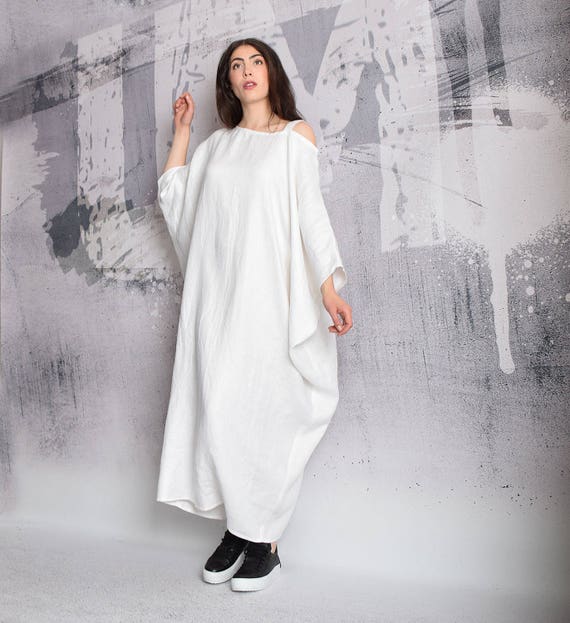 White linen top dress long