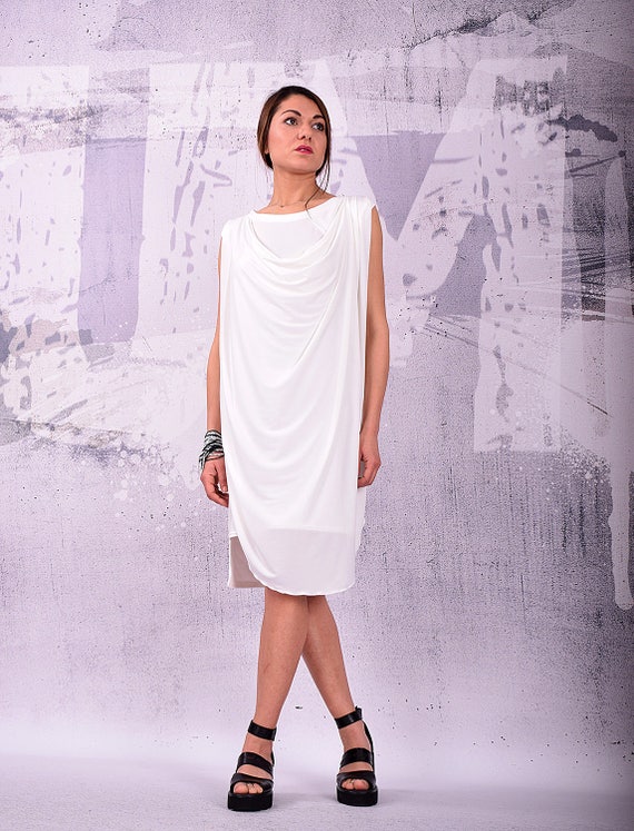 loose fitting midi dresses uk Midi Dresses Loose Fitting White Dress White Dresses For Women Solid Color Off-the-Shoulder Short Sleeve