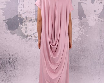 Pink maxi dress. Asymmetrical loose dress. Plus size caftan. Kaftan dress. Pink dress. Plus size dress. Women dresses. Maxi kaftan. UM 043VL