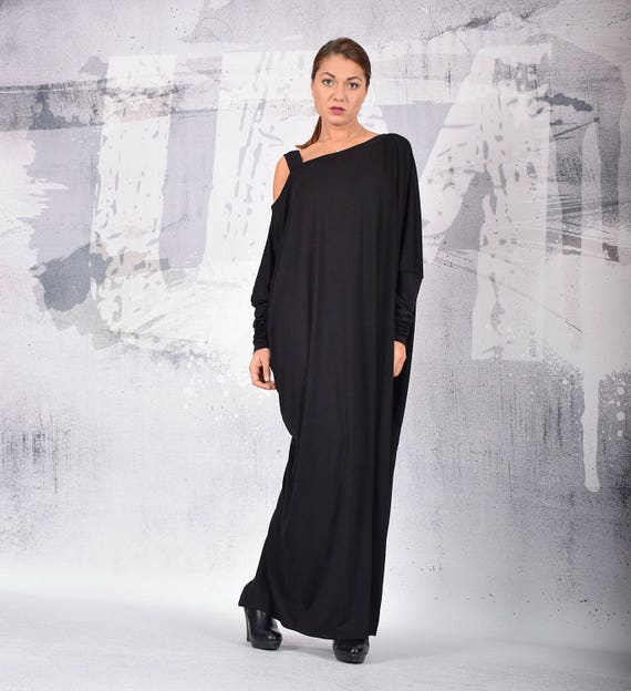 black long sleeve loose fit dress Women's Long Dress Maxi Dress Linen-Inspired Dresses Black Dress Casual Dress Winter Dress Fashion Streetwear Mature Outdoor Street Daily Loose Fit main image 1