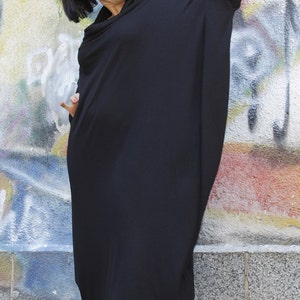 Maxi Dress, Black dress, Loose dress, Asymmetric dress, Plus size tunic, Over size dress, long sleeve dress by UrbanMood CO-RAYA2-VL image 6