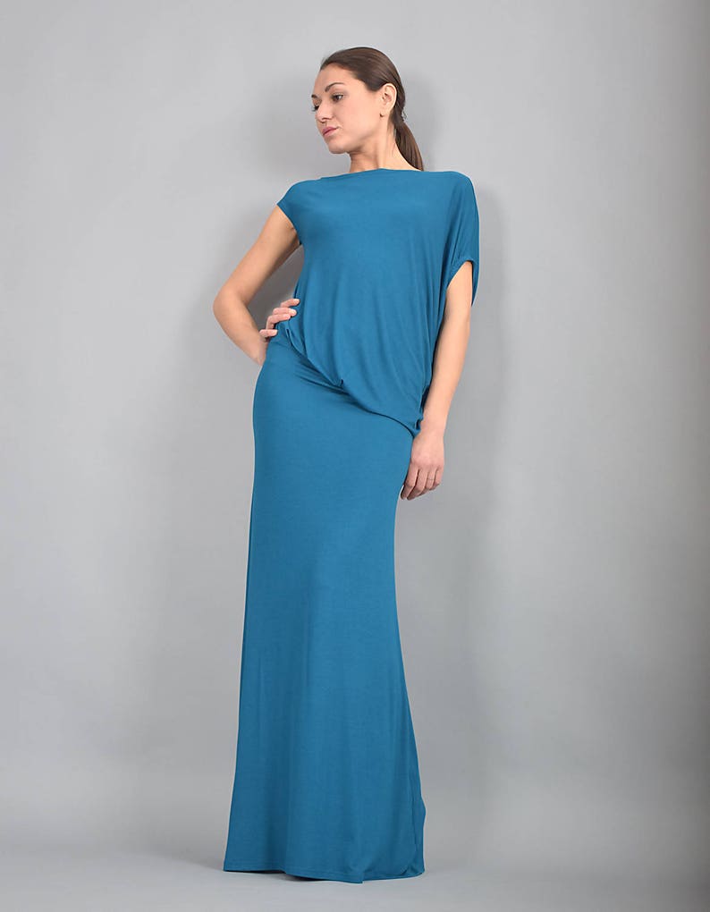 Asymmetric dress Blue Long Dress UrbanMood UM235VL Summer Dress Dress Woman dress Short sleeved,Party dress Maxi Dress