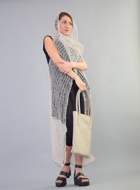 Hand Knit Vest,sleeveless Vest, Hand Knit Mesh Cloak