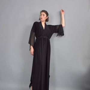 Woman dress, Black maxi dress, Kaftan dress, Caftan, Loose dress, Long dress, Long sleeves dress, Black dress, Plus size dress UM-221-VLCH image 6