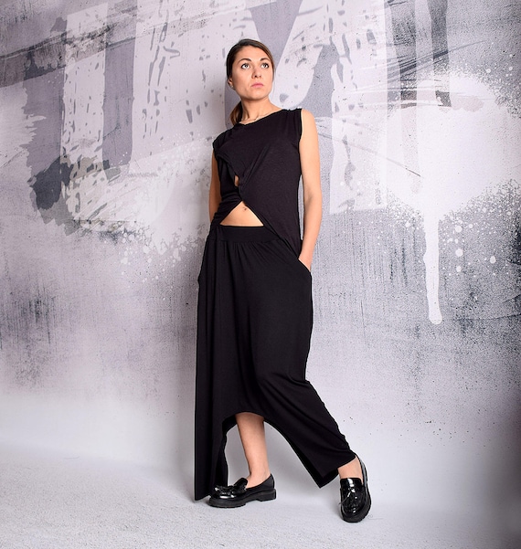 ブラックスカート、ハーレムパンツ、アシンメトリースカート、マキシ
