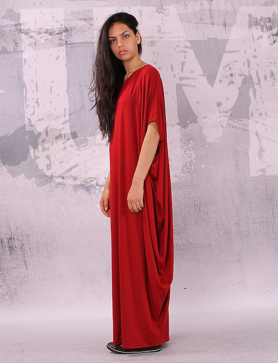ladies red tunic dress Tulba Women's Red Terry Dress BFQV510-05 - Women's Dress