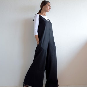 Black linen jumpsuit, Sleeveless jumpsuit, Jump suit, Plus size jump suit, Over sized jumpsuit, Loose union suit, by UrbanMood,UM249LN image 7