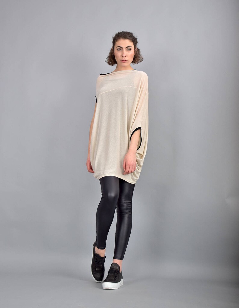 Maxi top,sheer knit top,long top,knit tunic,beige tunic,maxi tunic,plus size tunic,plus size top irregular top,mixed color top UM237PT
