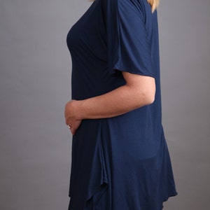 Tunic. Long tunic with short sleeves. Plus size. Dark blue tunic by FancyProject. CO-HANA-VL image 4