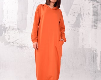 Hooded Dress. Fall Clothing. Sweatshirt Dress. Winter Dress