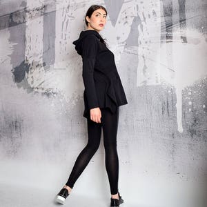 Extravagant black hoodie. Plus size. Quilted cotton jacket. Black sweatshirt. Black blazer. Hoodie. Black hoodie. Urbanmood. Um-188-QC image 5