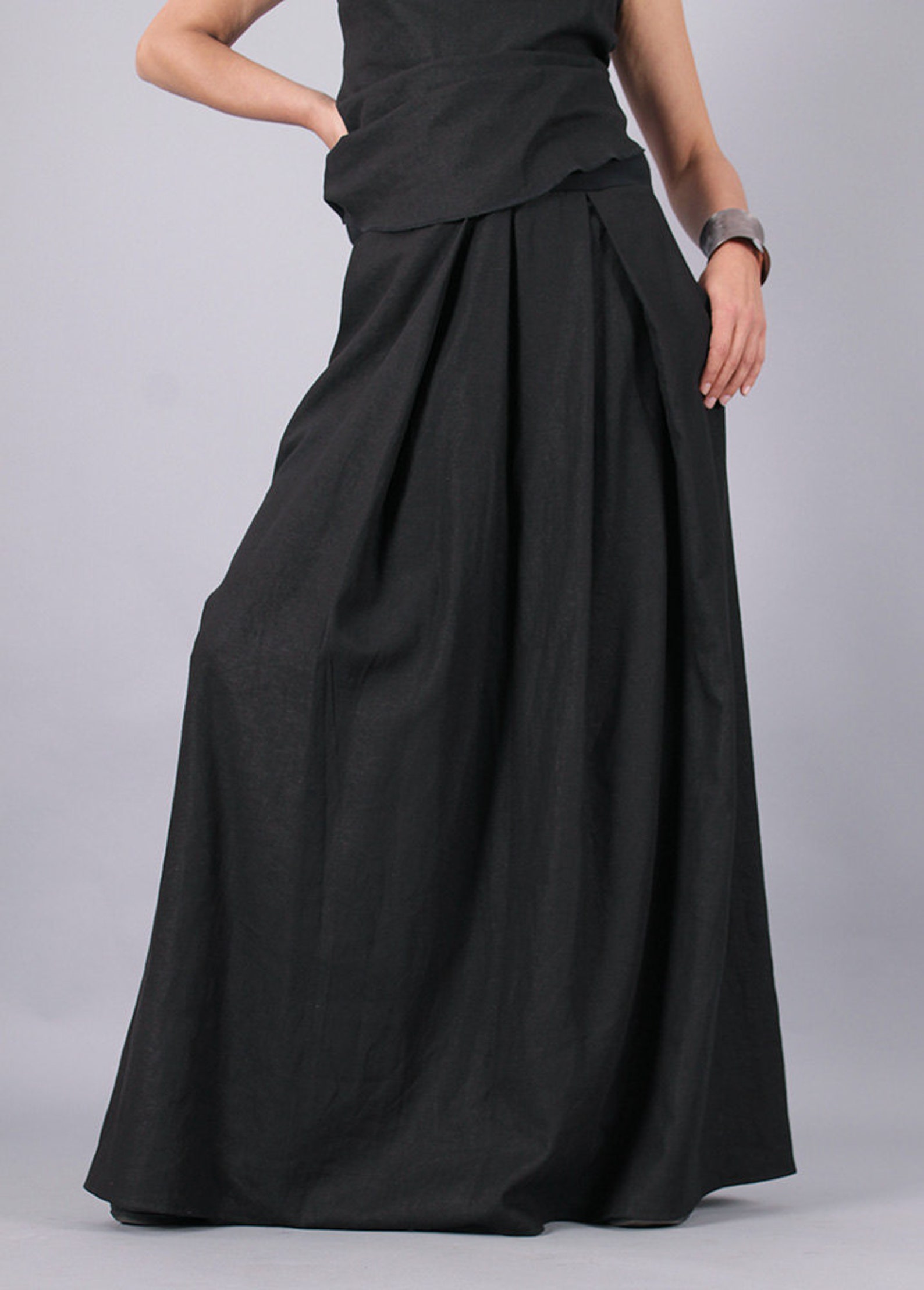 Linen skirtLong Skirt Floor length skirt Black long linen | Etsy