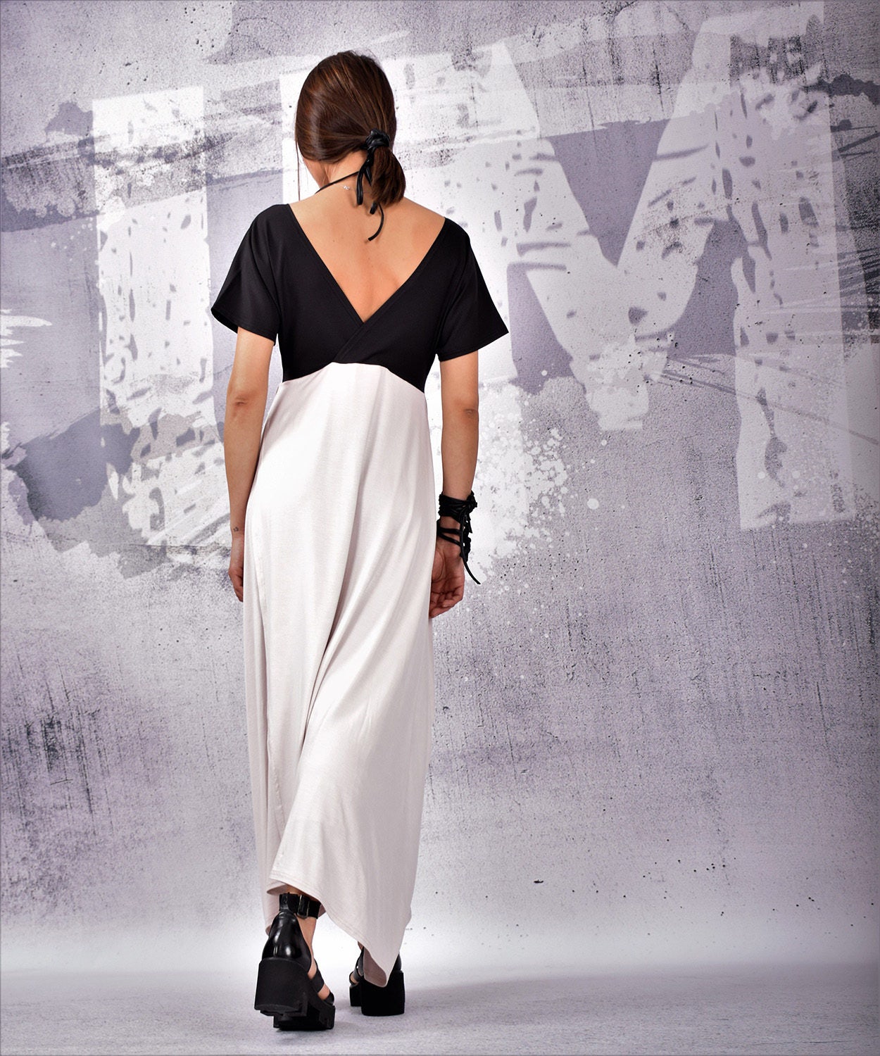 Dress Two Colors Dress Short Sleeves Dress Elegant Dress Etsy