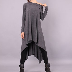 Long Tunic, gray long sweater, Spring tunic, autumn tunic, plus size loose tunic by UrbanMood - CO-SIMA-VL