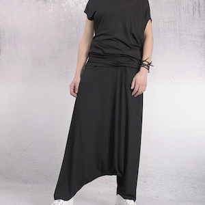 Pants, Black long loose oriental pants, drop crotch, harem pants, loose pants, oriental pants by UrbanMood - FP-SENA-VL