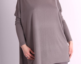 Tunic / Gray top / loose blouse / loose tunic / oversized tshirt with long sleeves by UrbanMood - CO-TILI-VL