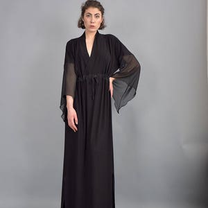 Woman dress, Black maxi dress, Kaftan dress, Caftan, Loose dress, Long dress, Long sleeves dress, Black dress, Plus size dress UM-221-VLCH image 7