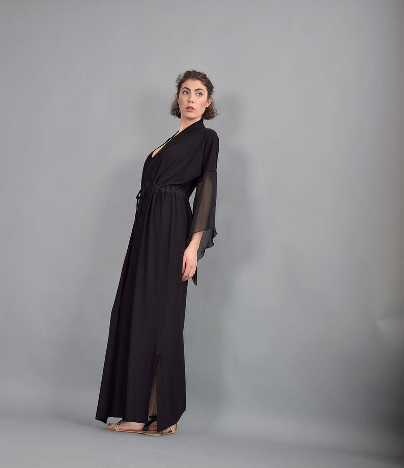 Woman dress, Black maxi dress, Kaftan dress, Caftan, Loose dress, Long dress, Long sleeves dress, Black dress, Plus size dress UM-221-VLCH image 3