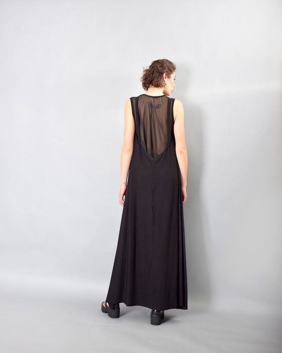 Black Maxi Dress, Sheer Back Dress, Loose Dress, Woman Dress, Long Dress,  Sleeveless, Asymmetric Dress, Plus Size Dress - UM-218-VLCH - Etsy