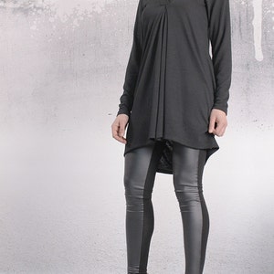 Tunic, Black top, asymmetric tunic dress, plus size tunic, oversized top, long sleeved tunic by UrbanMood - FL-PENI-CO
