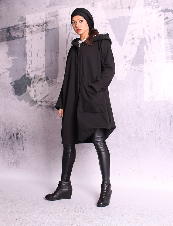 【BAON】[unisex] Bakab Hood long Over Coat Zippered Long-sleeve Coat for Men Streetwear Men's Trench
