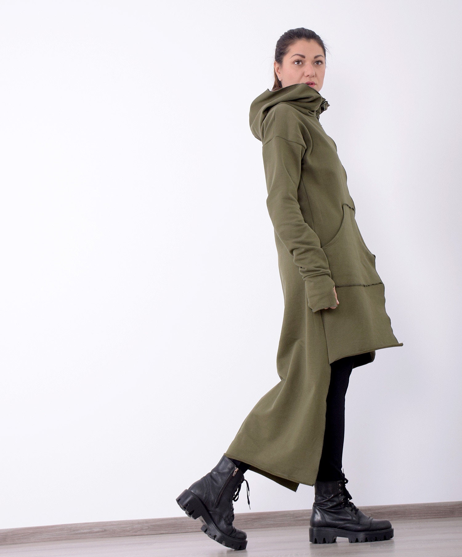 Extra Long Sweatshirt, Coat With Pockets, Long Sleeved Extra Long Sweatshirt, Coat With Pockets, Long Sleeved
