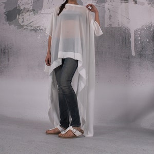 Tunic, Ivory extravagant loose long asymmetrical tunic, plus size tunic, oversized maxi top, loose top - FP-KIRA2-CH