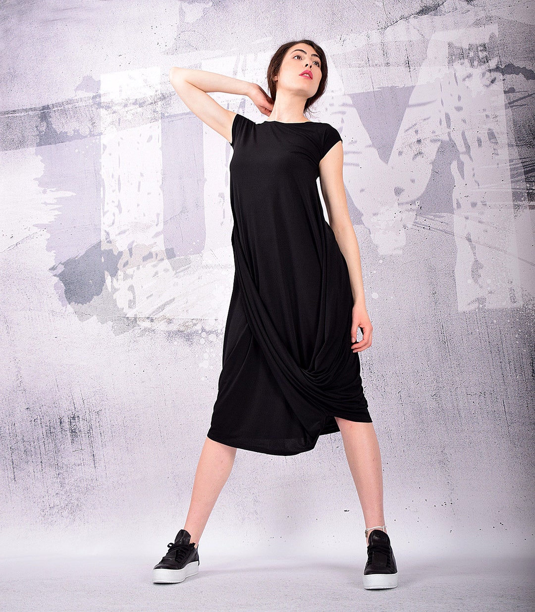 midi loose dress Rust Linen with Fit and Button Front NaRHbrg Women's Short Sleeve Loose